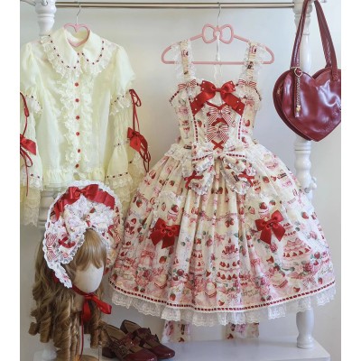 Antique Doll Strawberry Cake Bouquet Blouse JSK and OP(Reservation/3 Colours/Full Payment Without Shipping)